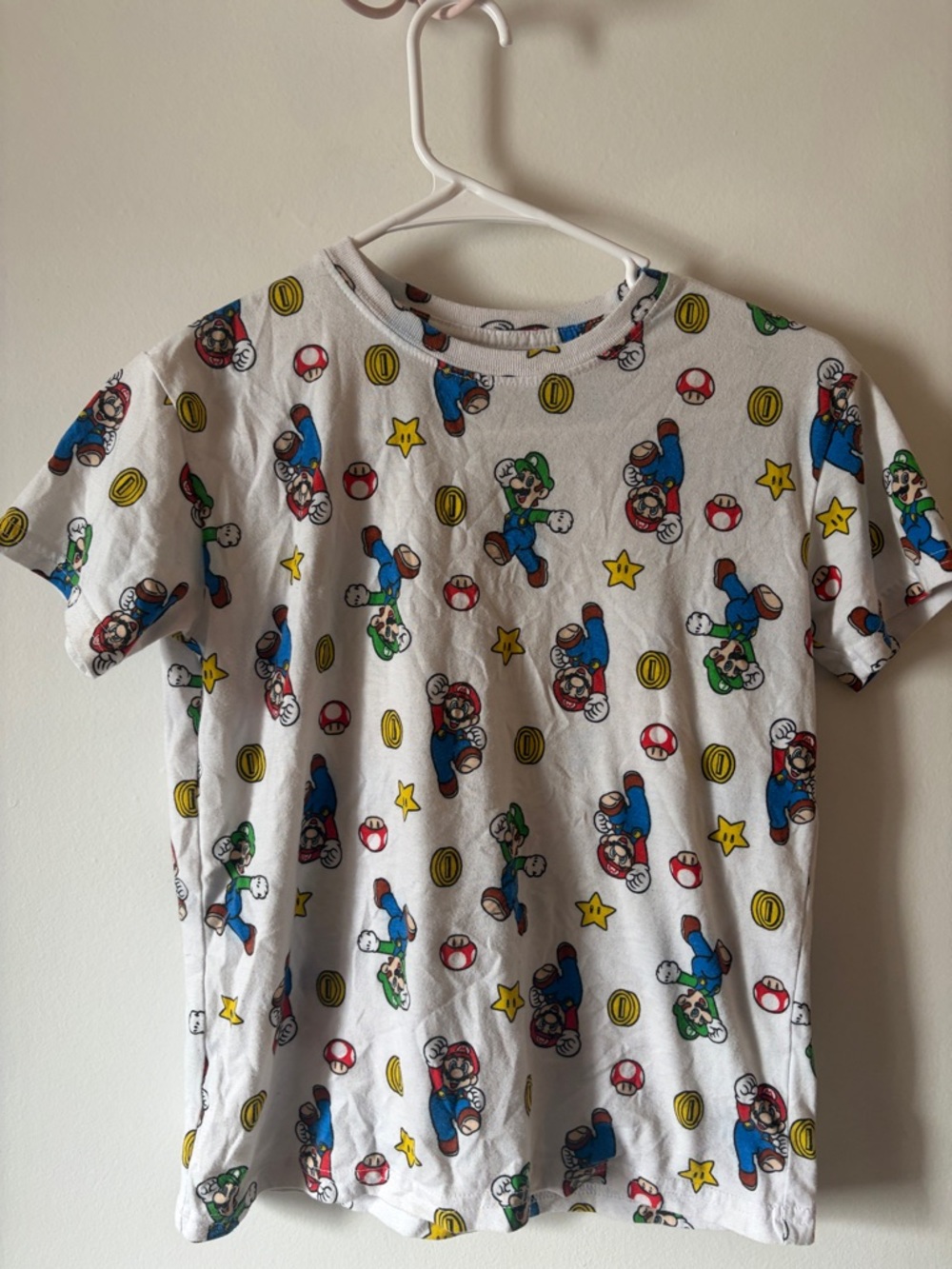 Kids White Super Mario Graphic Short Sleeve Tee